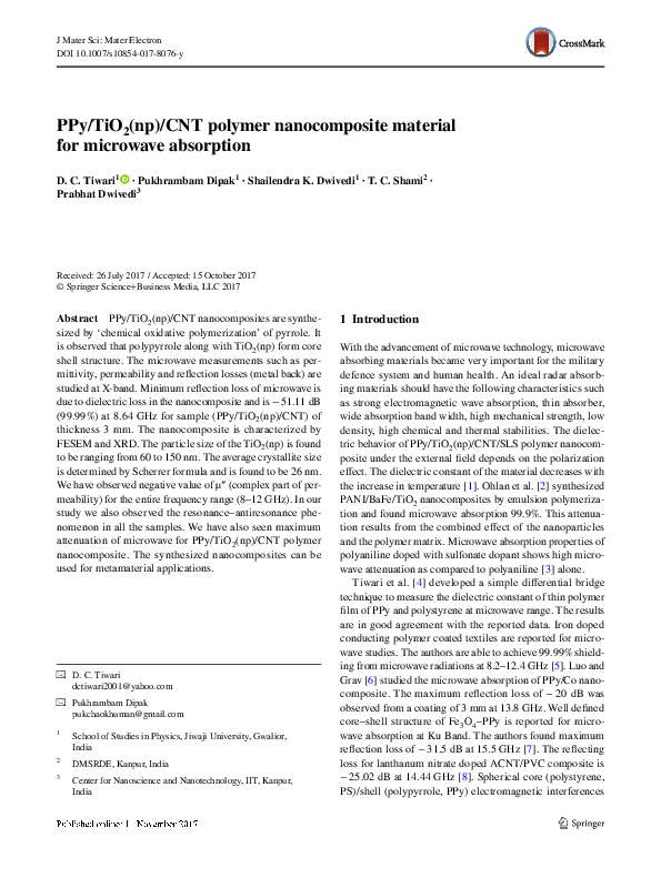 (PDF) PPy/TiO2(np)/CNT polymer nanocomposite material for microwave ...