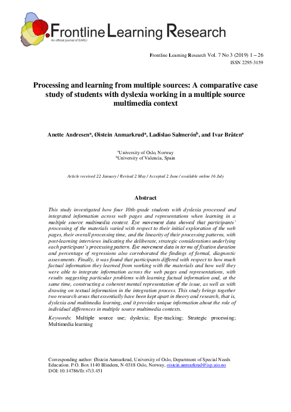 (PDF) Processing and learning from multiple sources: A comparative case ...