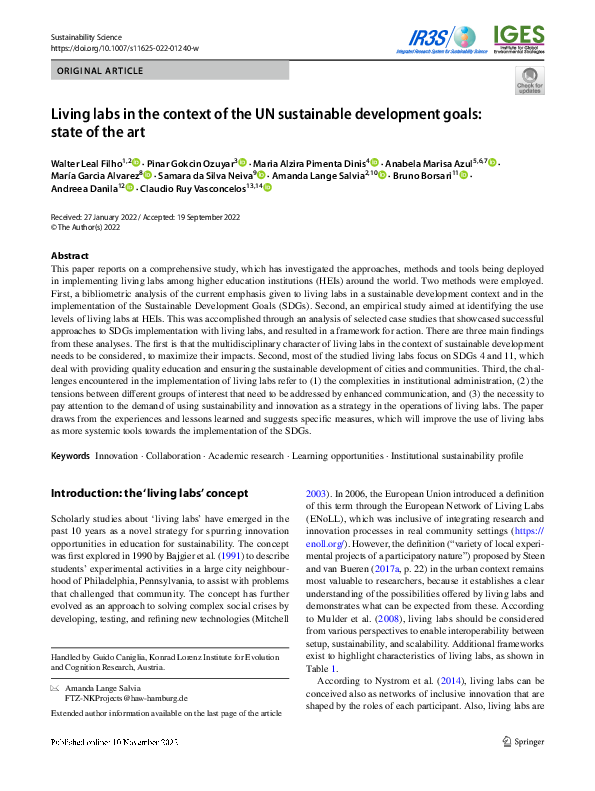 (PDF) Living labs in the context of the UN sustainable development ...