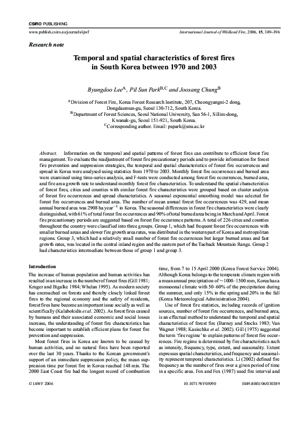 (PDF) Temporal and spatial characteristics of forest fires in South ...