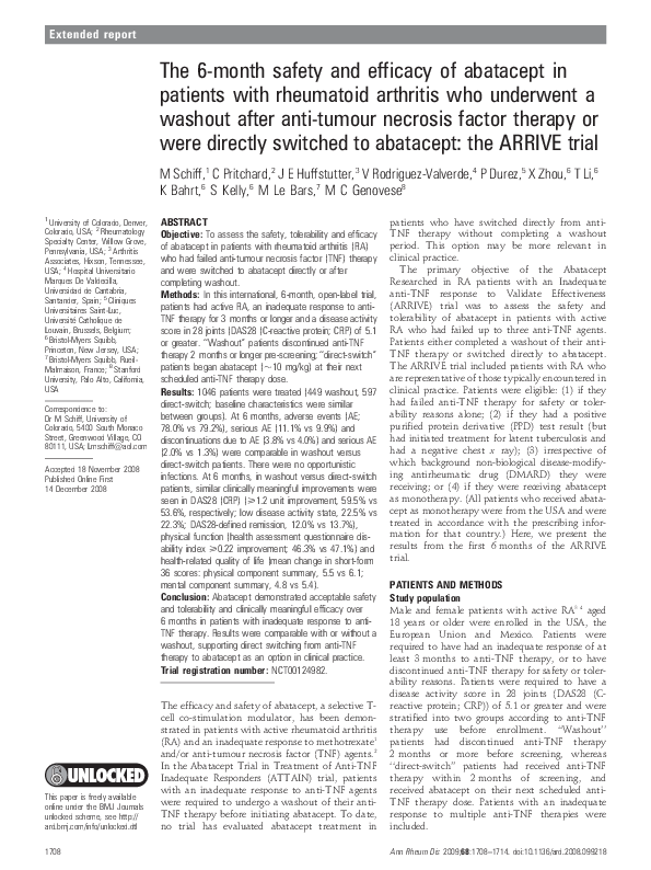 (PDF) The 6-month safety and efficacy of abatacept in patients with ...