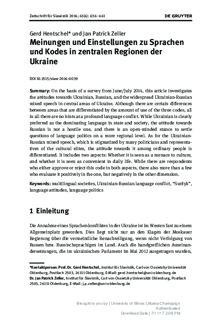 (PDF) Meinungen und Einstellungen zu Sprachen und Kodes in zentralen ...