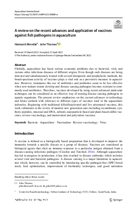(PDF) A review on the recent advances and application of vaccines ...