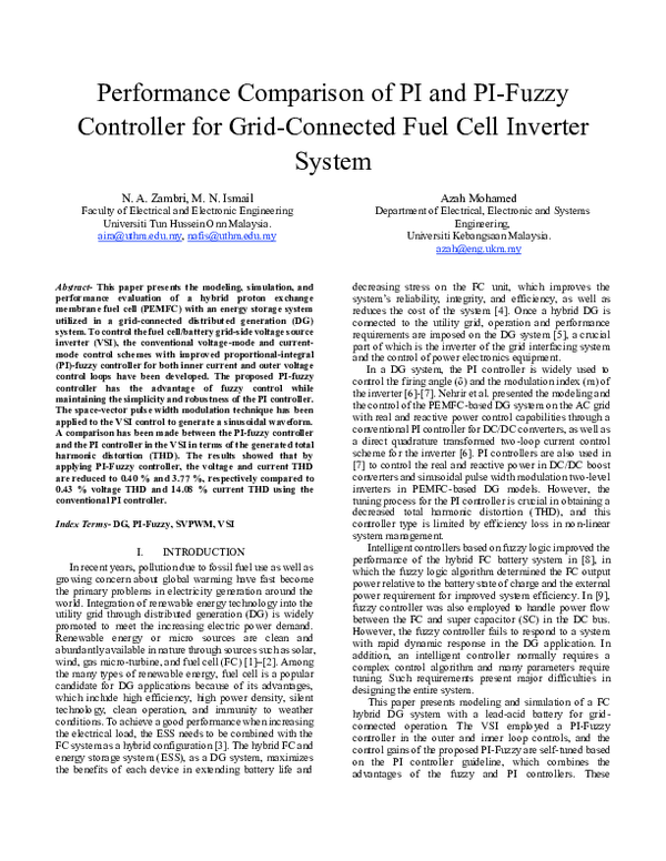 (PDF) Performance comparison of PI and PI-fuzzy controller for grid ...