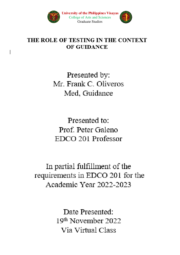 (PDF) University of the Philippines Visayas College of Arts and ...