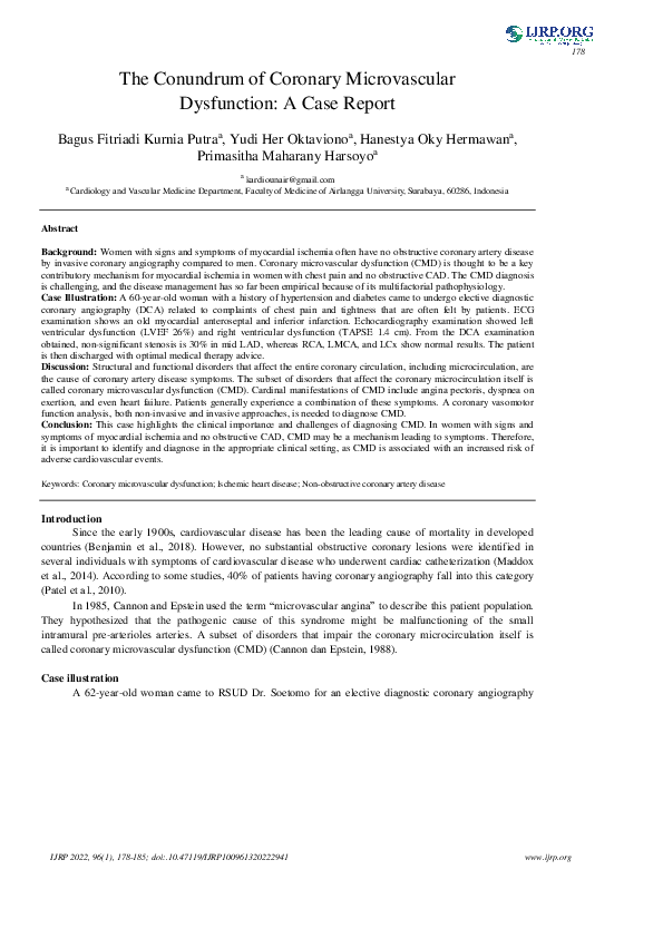 (PDF) The Conundrum of Coronary Microvascular Dysfunction: A Case Report