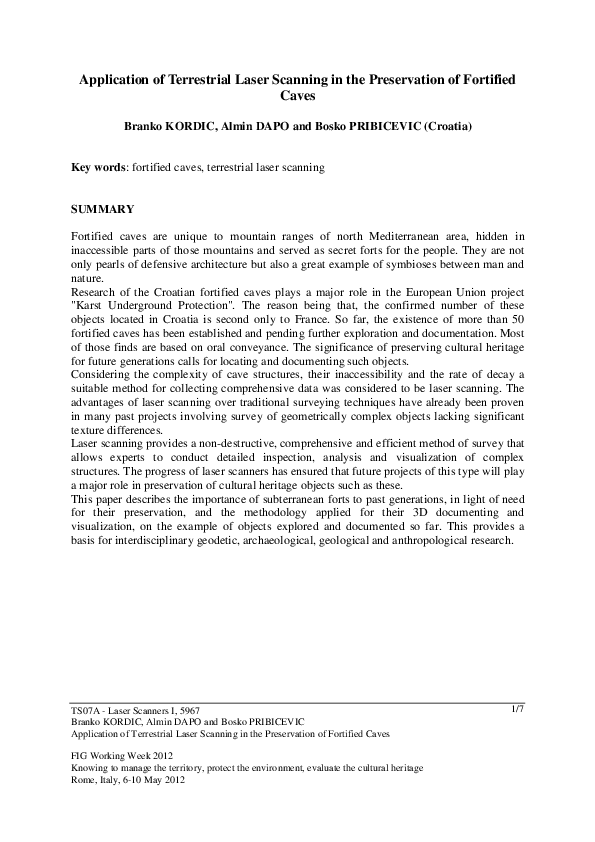 (PDF) Application of Terrestrial Laser Scanning in the Preservation of ...