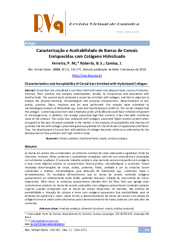 (PDF) Characterization and Acceptability of Cereal bars Enriched with ...