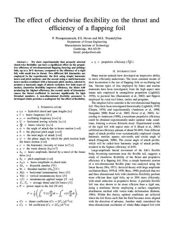 (PDF) The effect of chordwise flexibility on the thrust and efficiency ...