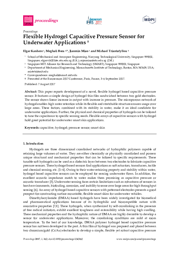 (PDF) Flexible Hydrogel Capacitive Pressure Sensor for Underwater ...