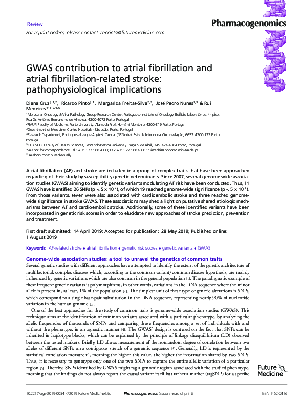 (PDF) GWAS contribution to atrial fibrillation and atrial fibrillation ...