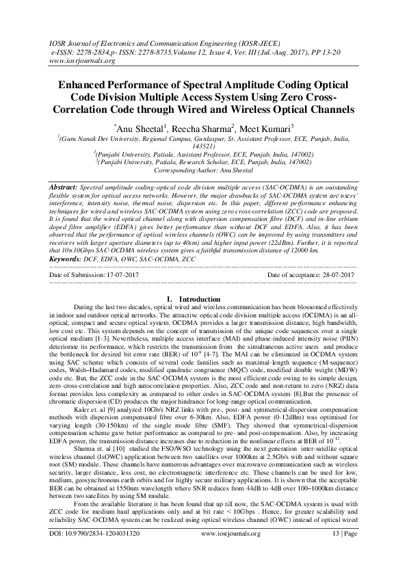 (PDF) Enhanced Performance of Spectral Amplitude Coding Optical Code ...