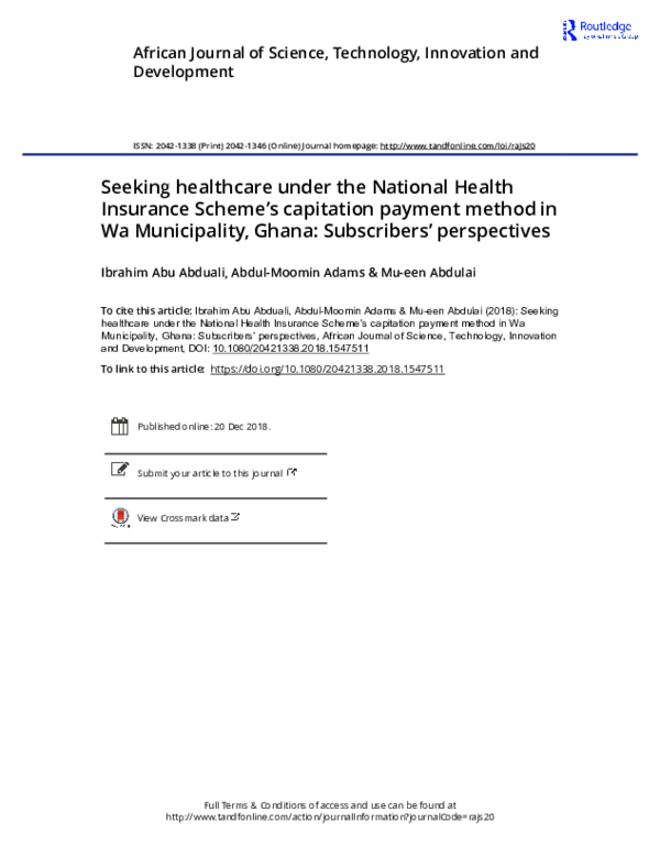 (PDF) Seeking healthcare under the National Health Insurance Scheme’s ...