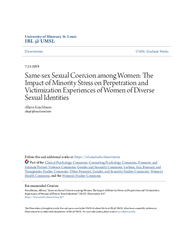 (PDF) Same-sex Sexual Coercion among Women The Impact of Minority ...