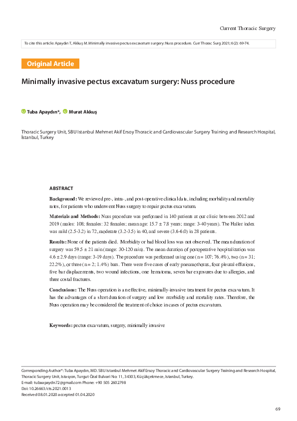 (PDF) Minimally invasive pectus excavatum surgery: nuss procedure