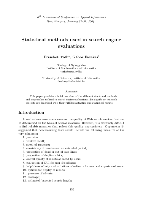 (PDF) Statistical methods used in search engine evaluations