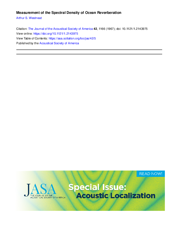 (PDF) Measurement of the Spectral Density of Ocean Reverberation