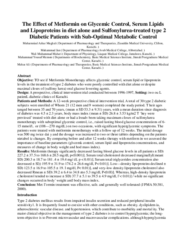 (PDF) The effect of metformin on glycemic control, serum lipids and ...