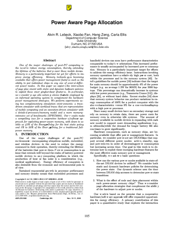 (PDF) Power aware page allocation