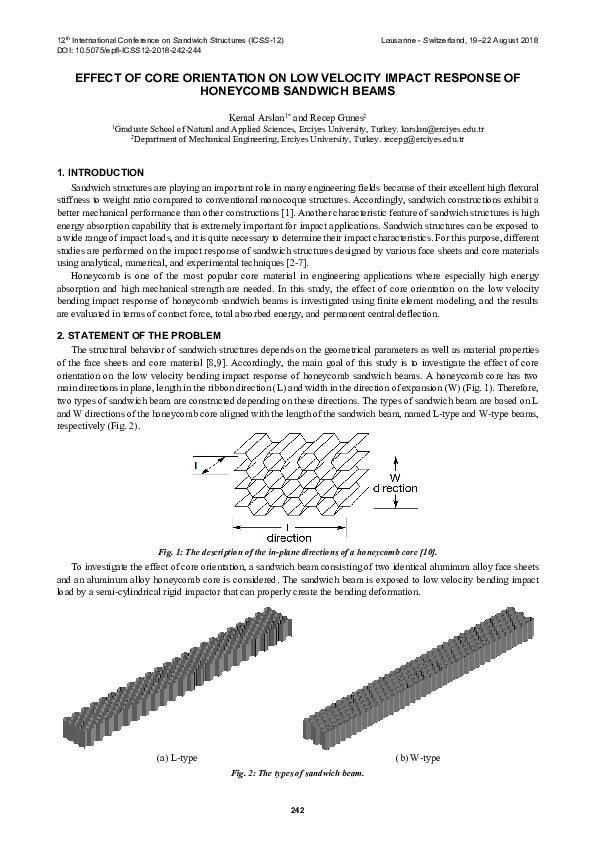 (PDF) Effect of core orientation on low velocity impact response of ...