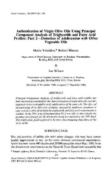 (PDF) Authentication of virgin olive oils using principal component ...