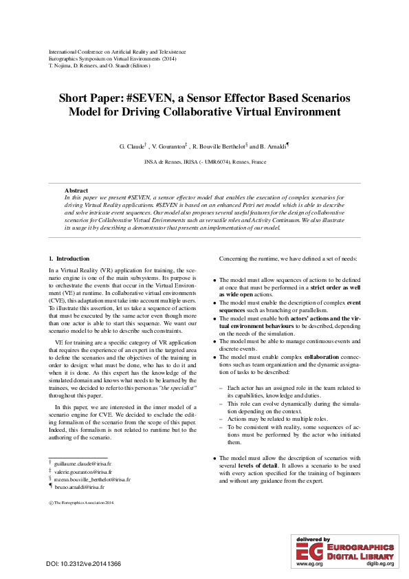 (PDF) a Sensor Effector Based Scenarios Model for Driving Collaborative ...
