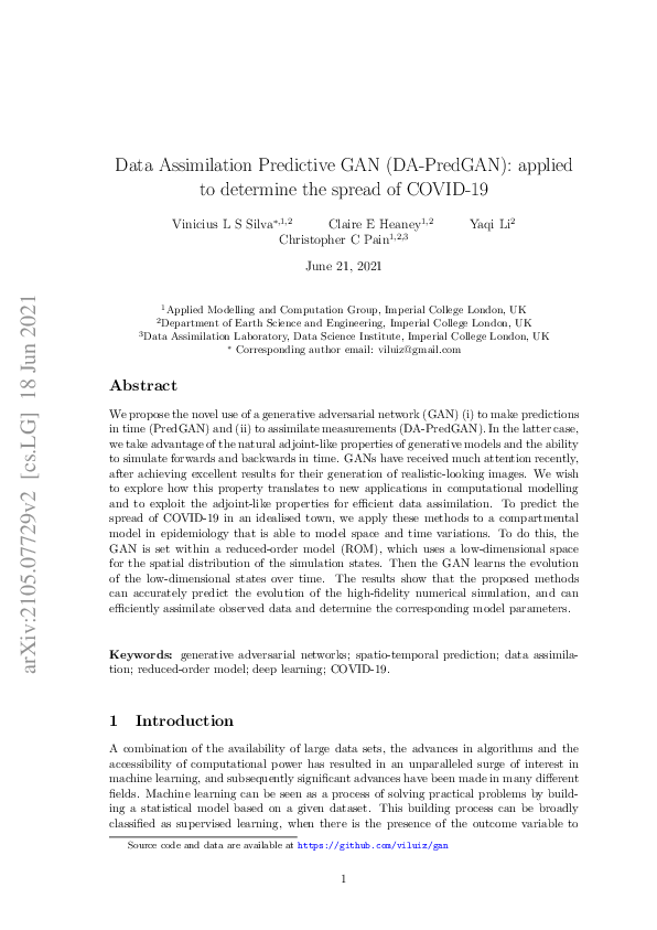 (PDF) Data Assimilation Predictive GAN (DA-PredGAN): applied to ...