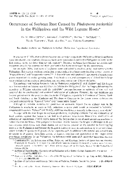 (PDF) Occurrence of Soybean Rust Caused by Phakopsore pachyrhizi in the ...