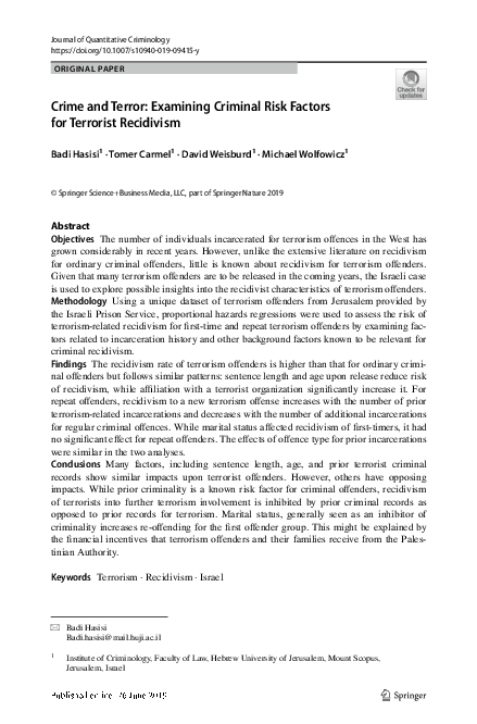 (PDF) Crime and Terror: Examining Criminal Risk Factors for Terrorist ...