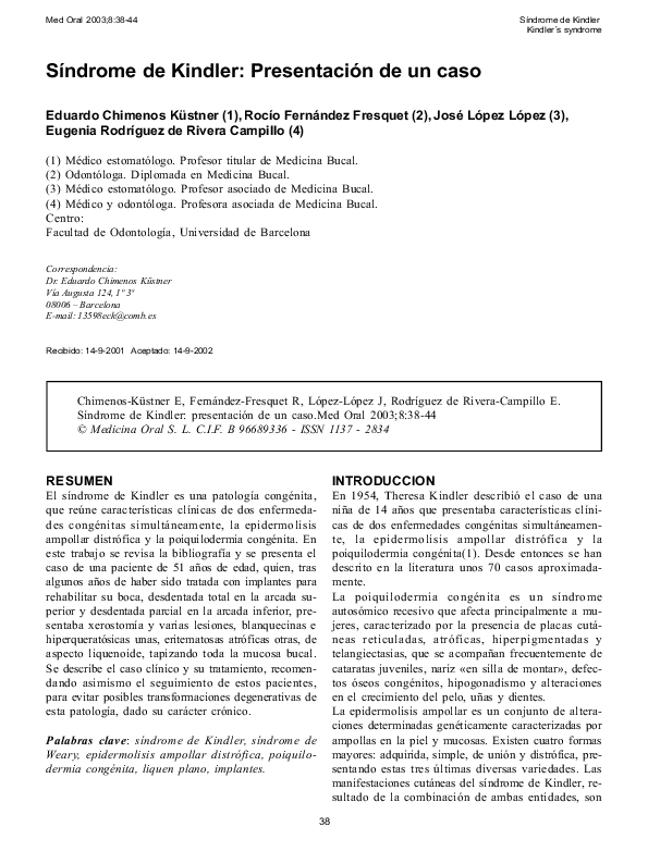 (PDF) Síndrome de Kindler: Presentación de un caso