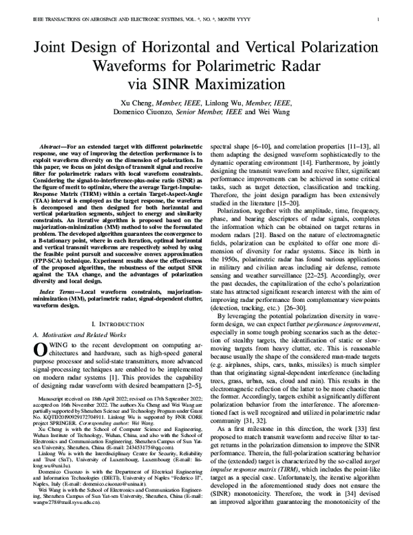 (PDF) Joint Design of Horizontal and Vertical Polarization Waveforms ...