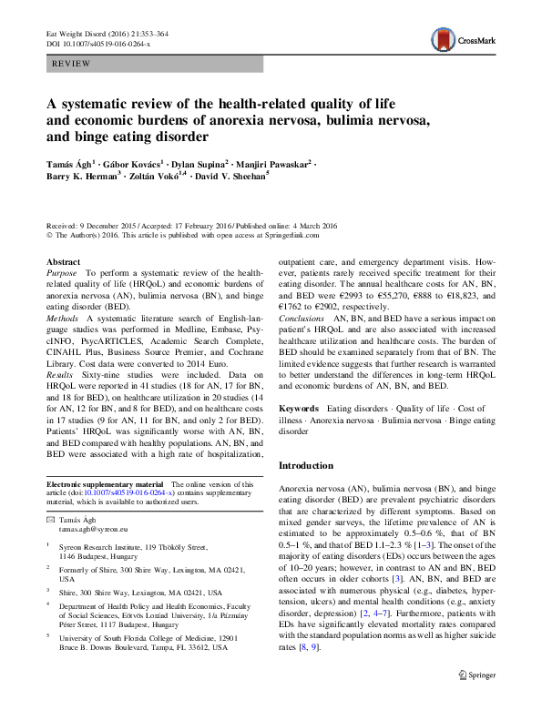 (PDF) A systematic review of the health-related quality of life and ...