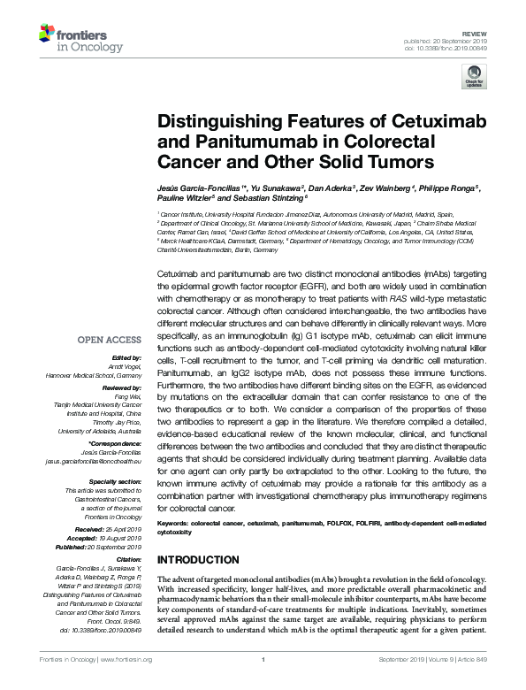 (PDF) Distinguishing Features of Cetuximab and Panitumumab in ...