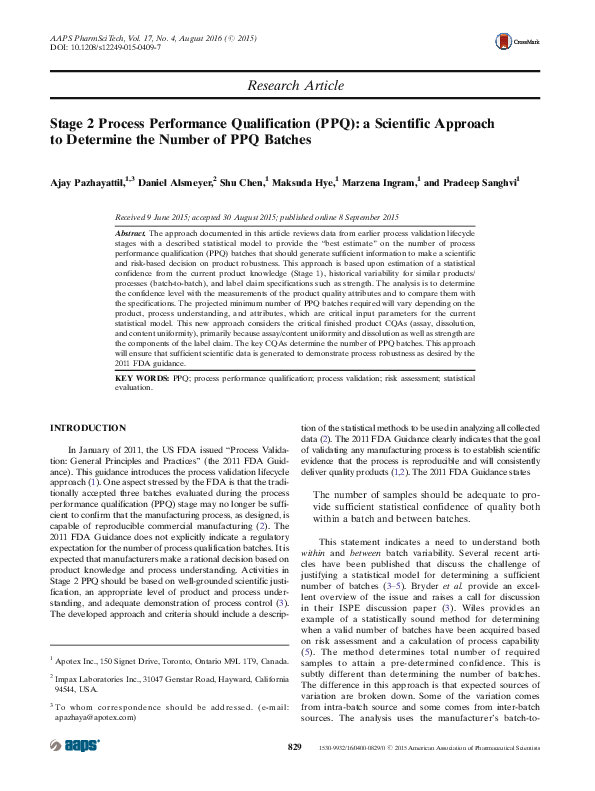  pdf stage 2 process performance qualification ppq a scientific