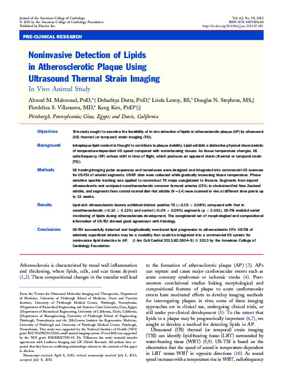(PDF) Noninvasive Detection of Lipids in Atherosclerotic Plaque Using ...