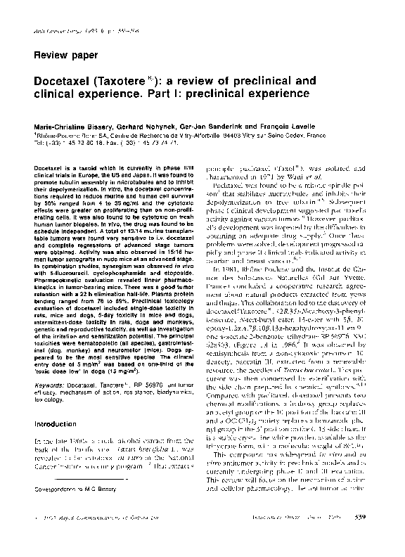 (PDF) Docetaxel (Taxotere®) a review of preclinical and clinical ...