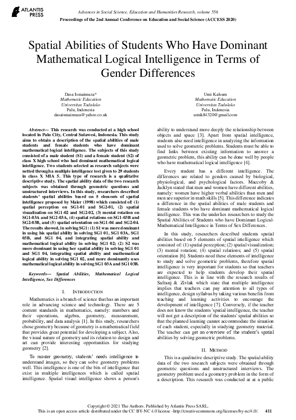 (PDF) Spatial Abilities of Students Who Have Dominant Mathematical ...