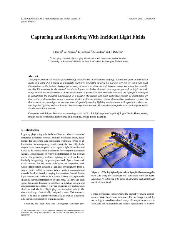 (PDF) Capturing and Rendering with Incident Light Fields