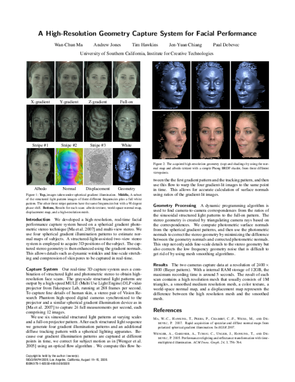 (PDF) A high-resolution geometry capture system for facial performance