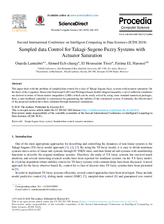 (PDF) Sampled data Control for Takagi-Sugeno Fuzzy Systems with ...