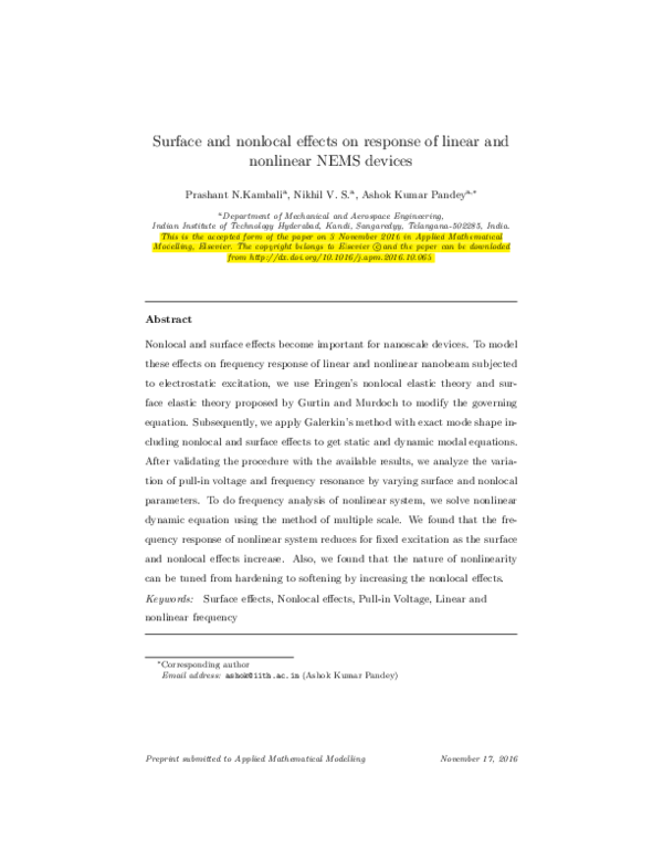 (PDF) Surface and nonlocal effects on response of linear and nonlinear ...