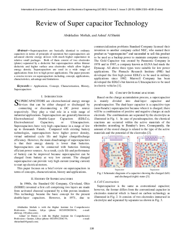 (PDF) Review of Super capacitor Technology