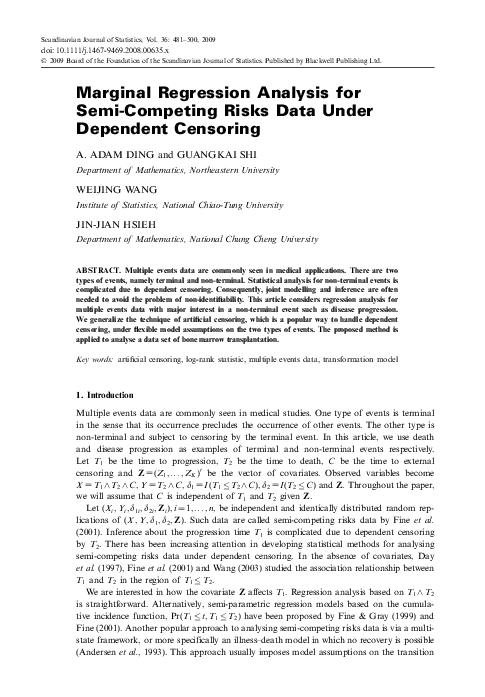 (PDF) Marginal Regression Analysis for Semi-Competing Risks Data Under ...