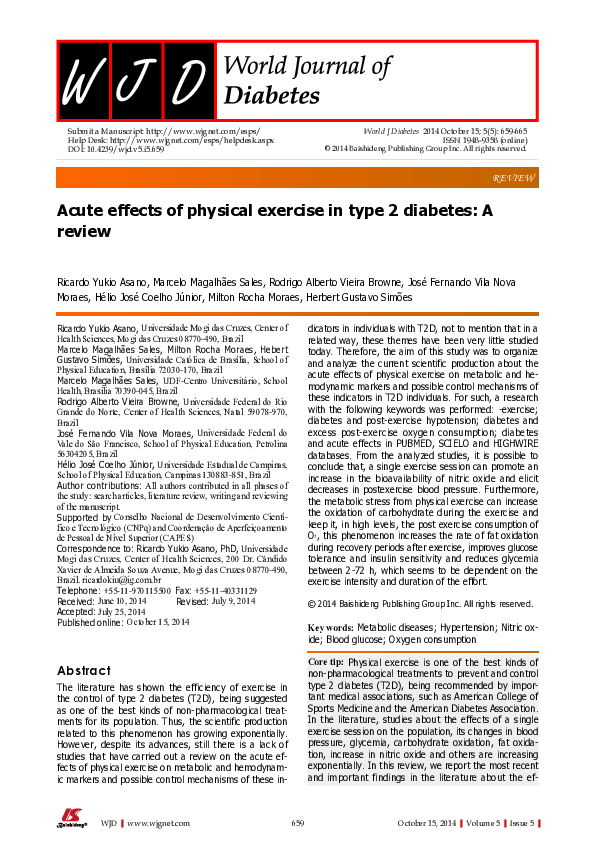 (PDF) Acute effects of physical exercise in type 2 diabetes: A review