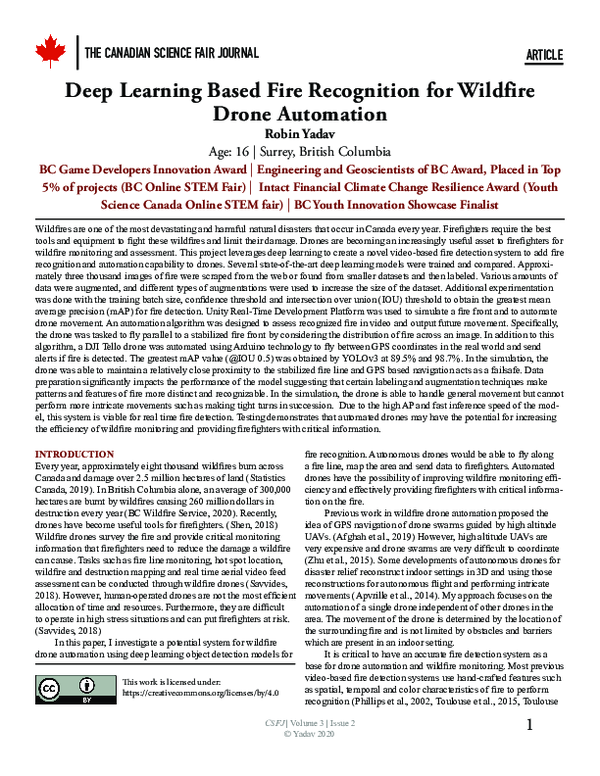 (PDF) Deep Learning Based Fire Recognition for Wildfire Drone Automation