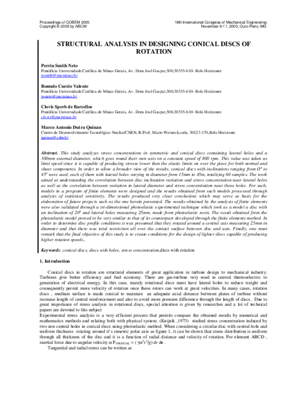 (PDF) Structural Analysis in Designing Conical Discs of Rotation