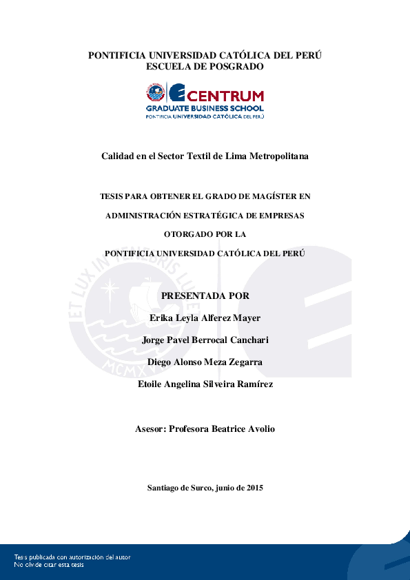 Calidad en el sector textil de Lima Metropolitana