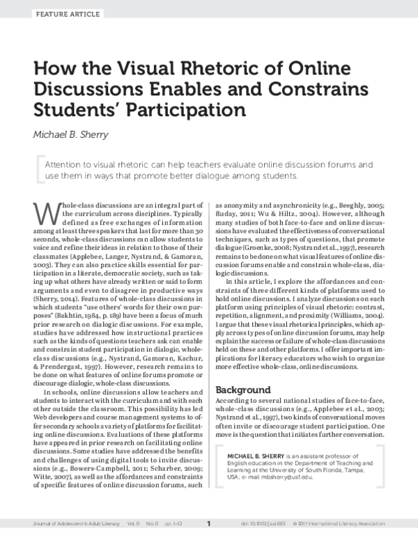 (PDF) How the Visual Rhetoric of Online Discussions Enables and ...