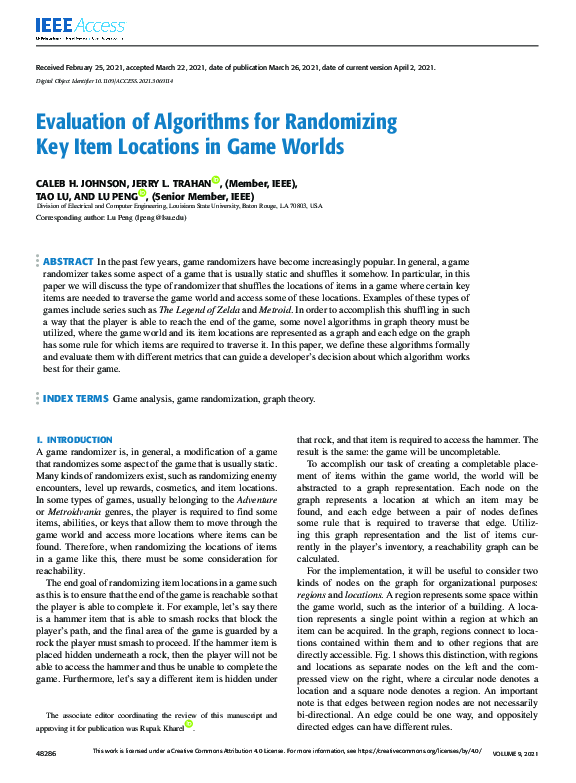 (PDF) Evaluation of Algorithms for Randomizing Key Item Locations in ...