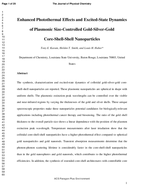 (PDF) Enhanced Photothermal Effects and Excited-State Dynamics of ...